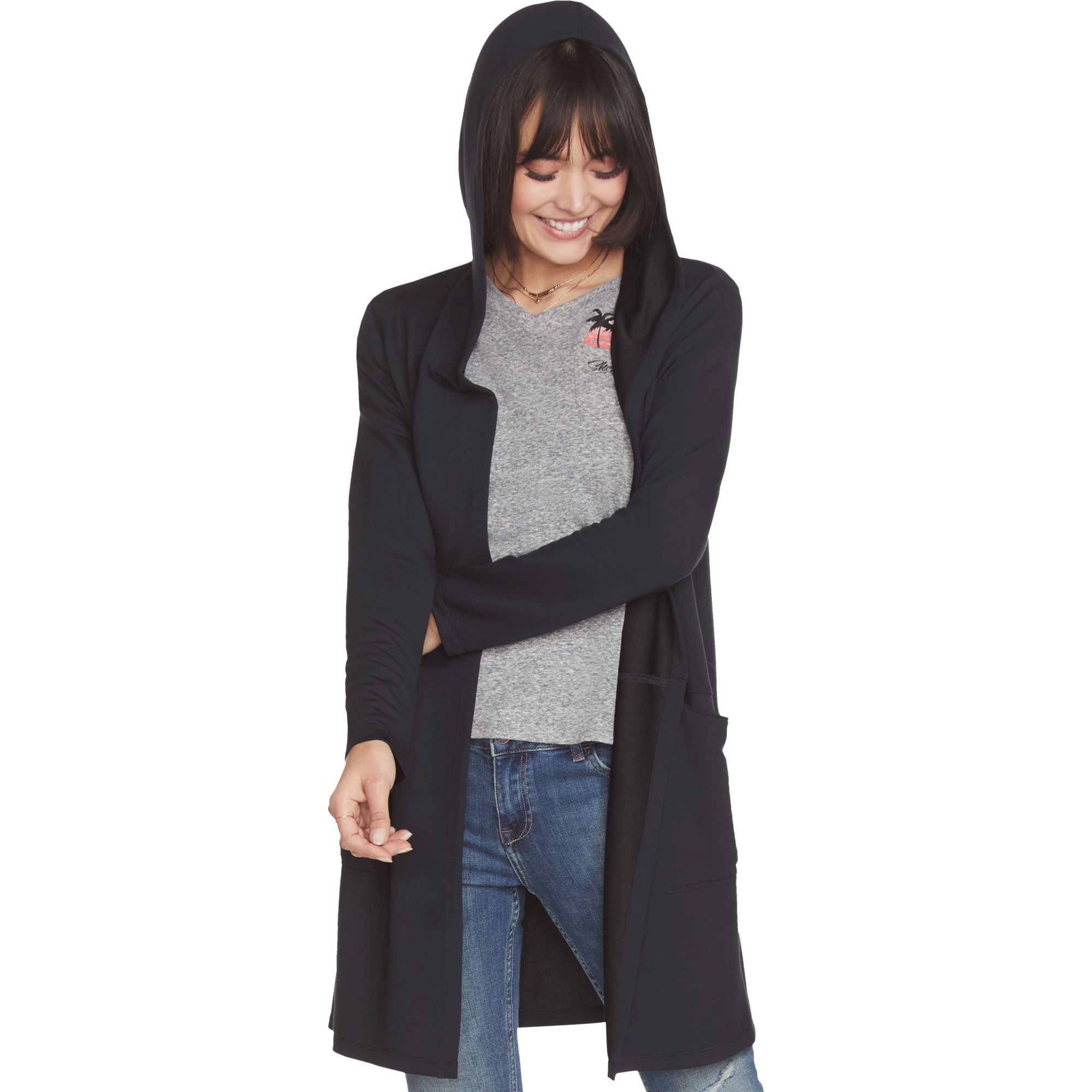 Long sleeve hooded open jacket