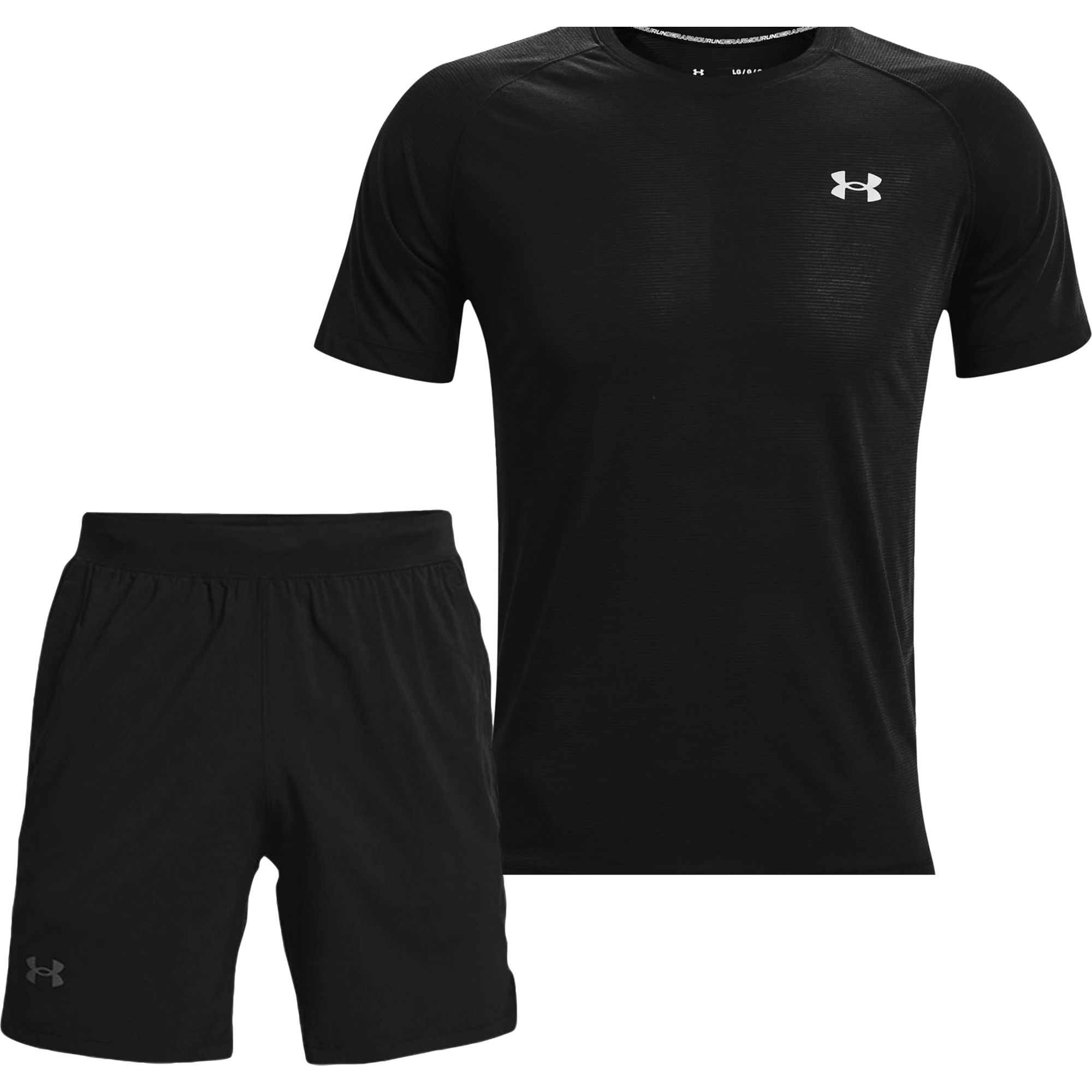 UA STREAKER TEE-BLK + UA LAUNCH 7